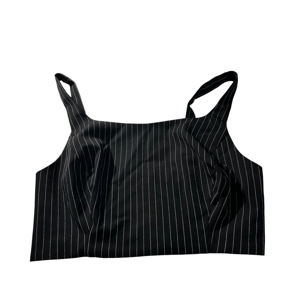 Bold Elements x‎ Ally Brooke Pinstripe Bandeau Top Black Beauty Petite XS Crop